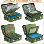 DocSafe Fireproof Document Box with Lock＆Shoulder Strap,Hard Case File Organizer with Accordion File Folder,Multi-Layer Portable Home Office Travel Safe Storage for Important Documents Laptop Green - Image 6
