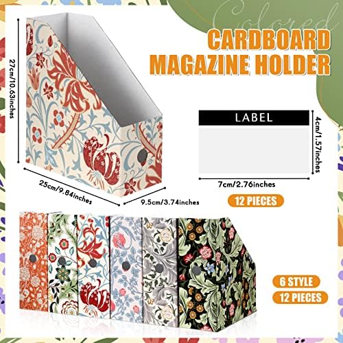 PerKoop 12 Pcs Decorative Magazine File Holders Foldable, Floral - Image 2