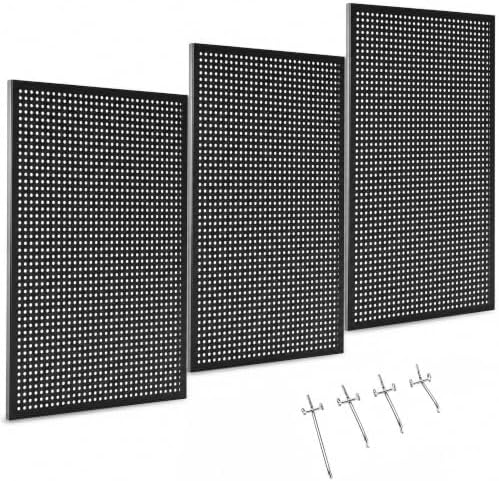 36 x 20 Inch Metal Pegboard Kit, 3Pack Pegboard Panels with 100Pack Hooks, Black Peg Board Wall Organizer for Garage Workbench by Unknown