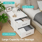 BOLUO Stackable Storage Drawers Narrow Closet Organizers and Storage Fabric White 2 Drawer Dresser for Bedroom 2 Packs Modern - Image 6