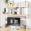 HUATOL Desktop Bookshelf for Computer Desk, 2-Tier Multipurpose Wood Countertop Bookshelf, Multipurpose Freestanding Storage Rack Display Shelf for Office, Home Decor, White by HUATOL