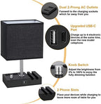 Black Table Lamp for Bedroom - Stepless Dimmable, USB C+A, 2 AC Outlets - Image 4