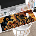 Large Gaming Mouse Pad + Keyboard Wrist Rest + Wrist Support + Coaster Set, Memory Foam Ergonomic for Easy Typing, XXL Extended Gaming Mouse Pad Table Pad - Sunflower and Butterfly - Image 2