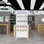 Eastern Tree Metal Pegboard Display Stand 2'x 5' with 30 Hooks, Pegboard Panels Display with Wheels, Peg Board Display Rack, Standing Pegboard Display- White - Image 6