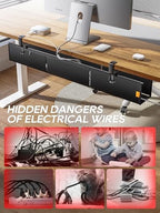 39" No Drill Under Desk Cable Management Tray (Black) - Image 6