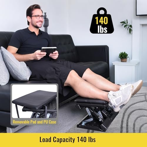 Foot Rest for Under Desk at Work Enlarged, Ergonomic Footrest with Adjustable Height and Angle, Foldable Foot Stool with Removable Pad Massage Beads for Office Gaming Chair Black - Image 5