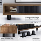 Fenge Dual Monitor Stand with Storage, Desk Shelf with Glass Sliding Door - Image 4
