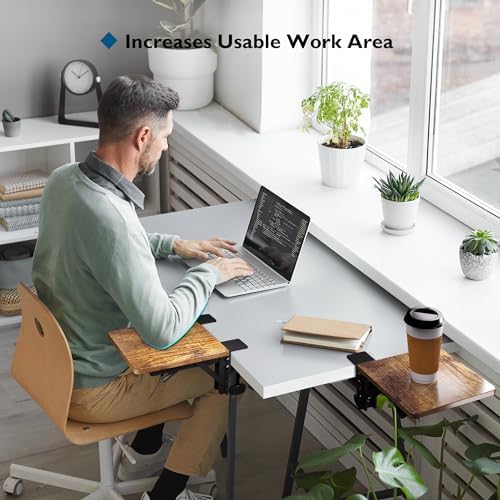BONTEC Ergonomic Desk Extender Tray, 9.5"x9.1" Table Mount Arm Wrist Rest Shelf, 90° Foldable Elbow Support, Clamp on Computer Arm Rest for Desk, Office & Home Use, Durable & Easy to Install - Image 6