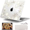 DONGKE for MacBook Air 13 Inch Case M5 2026 M4 2025 M3 M2 2024-2022 A3449 A3240 A3113 A2681, Plastic Hard Shell & Keyboard Cover & Screen Film for MacBook Air 13.6 Inch Case - Golden Floral by DONGKE