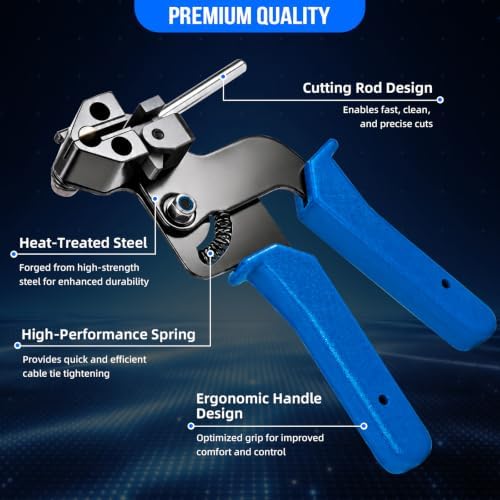 Metal Zip Ties Gun Set, 200Pcs Stainless Steel Cable Ties, Blue - Image 3
