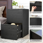Two Drawer File Cabinet, Black Wood Filing Cabinets for Letter Size/Hanging Files, Small Under Desk File Cabinets for Home Office, Assembly Required - Image 5