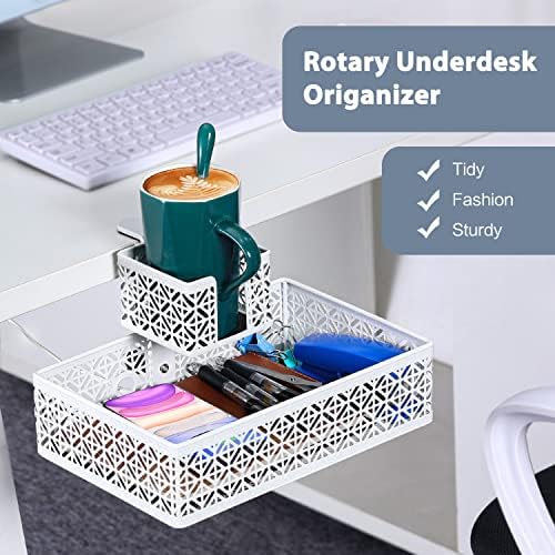 Under Desk Drawer, Clamp on Desk Organizer Cup Holder Hanging Desk Storage - Image 2