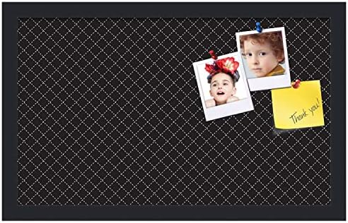 PinPix 20x12 inch Cork Bulletin Board. This Decorative Framed Pin Board Comes with Diamond Pattern in Black Design and Satin Black. Ideal for Home, Office Decor or School (PinPix-120) - Image 2