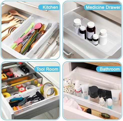 4 PCS Deep Drawer Organizer Bin Adjustable Sliding Drawer Organizers - Image 6