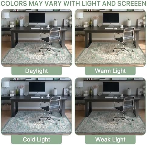 36"x60" Office Chair Mat for Hardwood Floor, Non-Slip Washable Cyan - Image 6