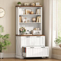 SEDETA Farmhouse 2 Drawer Filing Cabinet for Home Office,White and Brown by SEDETA