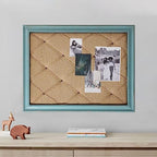 SOFE 21x27 Blue Framed Fabric Bulletin Board with Ribbon, Large Note Board - Image 4
