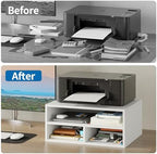 ALISENED Printer Stand for Desk, 2-Tier Wooden Desk Organizer, White - Image 5