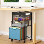 SWTYMIKI Rolling File Cart with Drawers - 4 Tier Under Desk Storage Craft Rolling Organizer Cart - Office Storage &Organization, Mobile Metal Filing Cabinet for Office and Home Black - Image 2