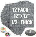 AKTOP Cork Bulletin Board 12x12, 1/2" Thick Felt Cork Board Tiles 12 Pack, Small Square Pin Board for Wall, Self Adhesive Corkboards with 120 Push Pin Wood Clips for School, Home & Office, Grey by Buynow