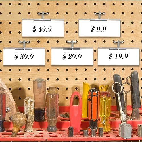 Thyle 100 Pcs Metal Scan Hook with Label Holder for 1/8 to 1/4 Pegboard, Peg Board Hooks with Price Tag, Pegboard Wall Accessories, Metal Hooks for Home Garage Retail Display Supplies (11 Inch) - Image 5