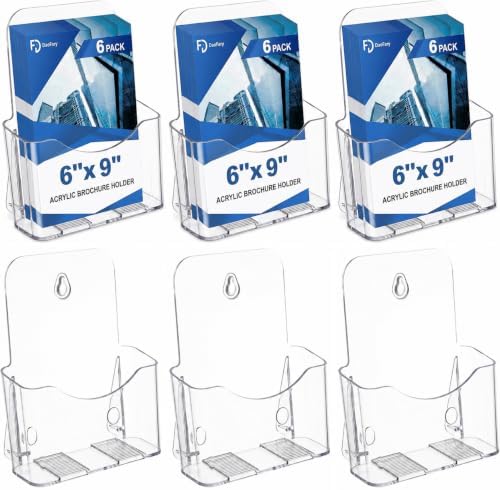 Daofary 6 x 9 Acrylic Brochure Holder, 6 Pack Wall Mount & Desktop Display by Daofary