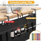 Under Desk Cable Management Tray No Drill, 28Inch Cable Management,Black - Image 6