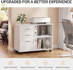 DEVAISE 3-Drawer File Cabinet with Lock, Mobile Wood Filing Cabinet, White - Image 4