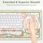 Desk Mat, 4in1 Large Mouse Pad with Wrist Rest, Cute Desk Matt for Desktop, Deskpad Mat, Anti-Slip XXL Computer Ergonomic Mousepad with Wrist Support for Keyboard and Mouse I Elegant Daisy Florals - Image 4