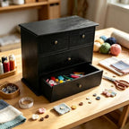 Wooden Drawers Oak Desk Organizer with Drawers，Black - Image 4