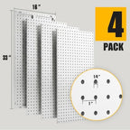 4 Pcs Metal Pegboard Panels 16x33in, White Peg board Wall Organizer - Image 3