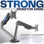 VIVO Dual Pneumatic Arm Ultra-Wide Monitor Mount for up to 35 inch Screens, Holds 26.4 lbs per Arm, Desk Mount Monitor Stand for 2 Ultrawides, Black, STAND-V200O - Image 3