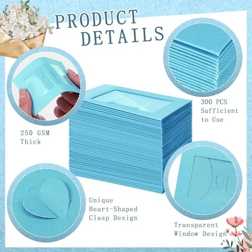 Uiifan 300 Pcs Window Gift Card Envelopes 4x2.8 Inch,Lake Blue - Image 3