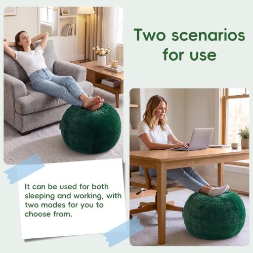 Hobestluk Round Pouf Ottoman Foot Rest,Tuffed Foot Stool Rest,Green - Image 3