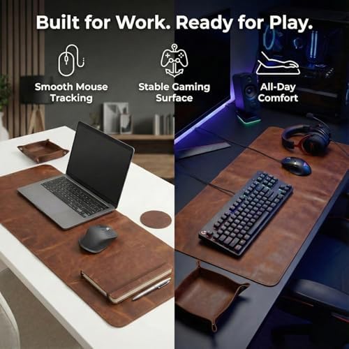 LL LEATHER LOVERS Leather Desk Mat, 20" x 34" Antique Brown, Desk Mouse Pads on Top of Desks, Non Slip Top Grain Leather Desk Blotter, Laptop Desk Mat, Desk Writing Pad for Office and Home - Image 5