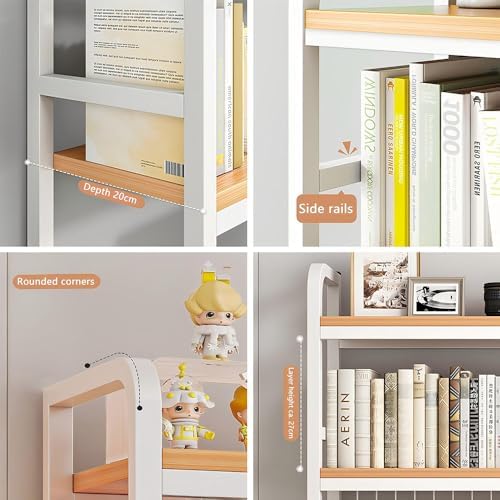 Desktop Hutch Bookshelf, 2-Tier Metal Desk Shelf with Grid Panel - Image 4