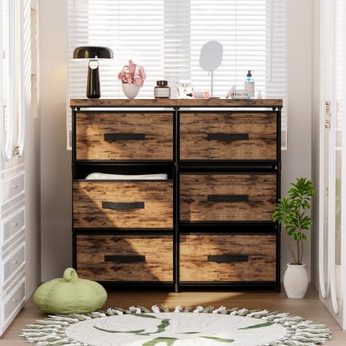 GcdPai Dresser 6 Fabric Larger Drawer(20cm Height) Stand Leather Desktop - Image 5