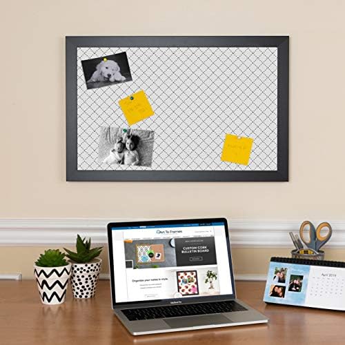 PinPix 27x20 inch Cork Bulletin Board. This Decorative Framed Pin Board Comes with Diamond Pattern in Grey Design and Satin Black. Ideal for Home, Office Decor or School (PinPix-126) - Image 3