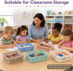 gisgfim 12 Pack Plastic Classroom Baskets for School Supplies, Boho - Image 5