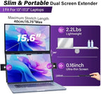 15.6" Laptop Screen Extender, FHD IPS Vertical Portable Dual Monitor, 0.16" Ultra-Slim One-Cable Plug & Play Travel Monitor Above Laptop Screen for 13-17" Laptops Compatible with Win/Mac/Android - Image 7