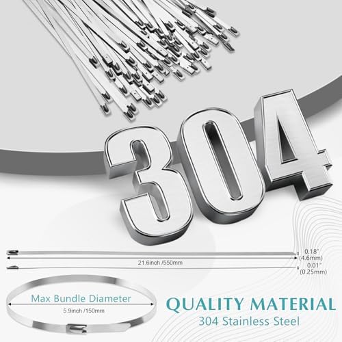 LEIFIDE 500 Pcs Stainless Steel Zip Ties 304 Metal Cable,21.6 Inch - Image 2