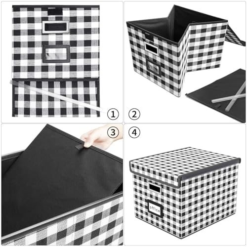 File Organizer Box with Lids, Collapsible File Folder Organizer - Image 4