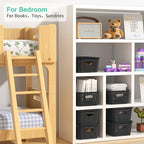 8 Pack Plastic Storage Baskets,Black Stackable Bins with Lid - Image 5
