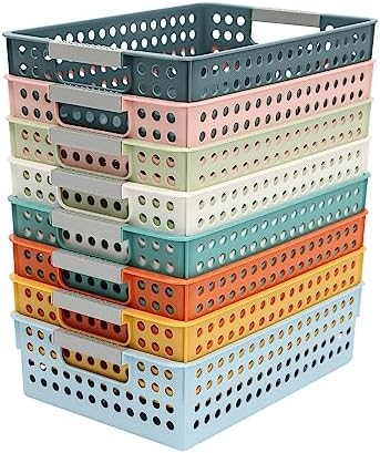 Turn In Trays Classroom,24 Pack Classroom Baskets For Classroom,Plastic Storage Baskets With Handles,Modern Colorful Organizer Baskets,Classroom Storage Bin Book Baskets For Pencils Storage - Image 7