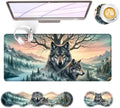 Large Keyboard Mouse Pad Set, Extended Mouse Pad+Keyboard Wrist Rest Support, Memory Foam Ergonomic Easy Typing, 4Pcs (31.5×11.8 in) Desk Pad Set for Office Home,Forest Wolf by Unknown