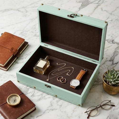 DreamsEden Wooden Decorative Storage Box, Home Shelf Decor in Serene Green - Image 4