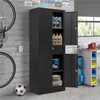 CJF 71" H Tall Metal Storage Cabinet with Drawer, Locking Garage Cabinet with 2 Adjustable Shelves, Heavy-Duty Tool File Storage Cabinets for Home Office, Kitchen, Warehouse, Shop (Black) - Image 5