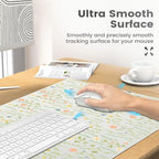 Watercolor Ditsy Floral Office Desk Mat 31.5" x 15.7" Desktop Mat PU Leather Large Mouse Pad White Mousepad Non-Slip Table Mat for Girls, Women, Home, Work, Computer, and Gaming - Image 4