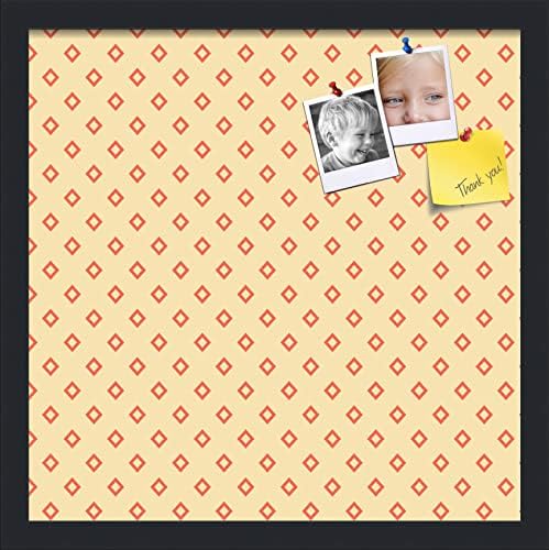 PinPix 17x17 inch Cork Bulletin Board. This Decorative Framed Pin Board Comes with Diamonds in Red and Yellow Design and Satin Black. Ideal for Home, Office Decor or School (PinPix-333) by PinPixBulletinBoards