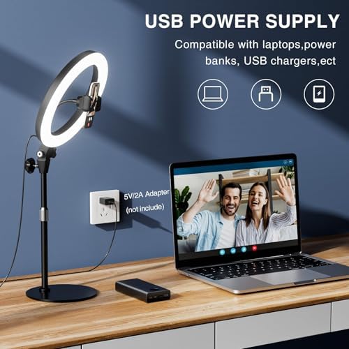 Desk Ring Light with Stand for Computer, Desk Light for Video Recording - Image 6